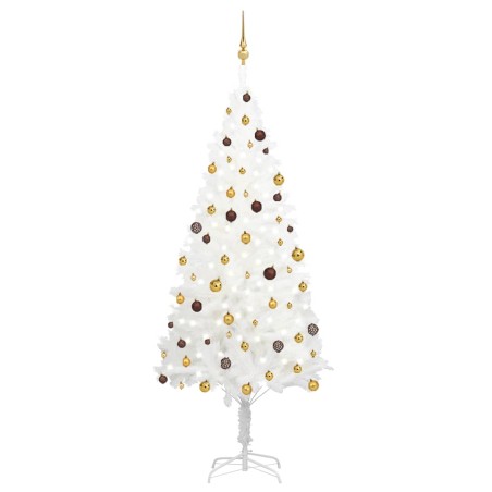 Albero di Natale Preilluminato con Palline Bianco 240 cm PVC