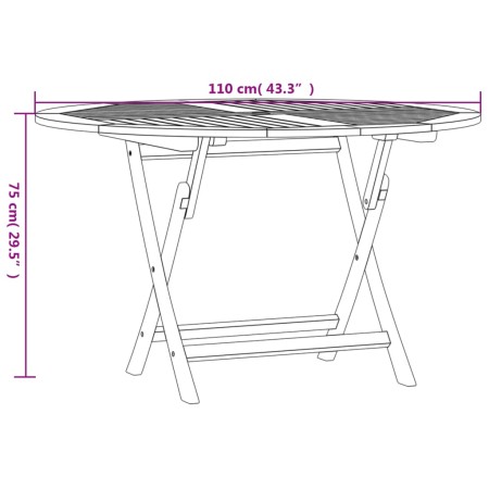 Tavolo da Giardino Pieghevole Ø110x75 cm Legno Massello di Teak