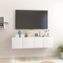 Mobili Porta TV Pensili 2pz Bianco Lucido 60x30x30 cm