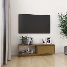 Mobile Porta TV Marrone Miele 110x30x33,5 cm in Legno di Pino