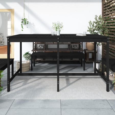 Tavolo da Giardino Nero 203,5x90x110 cm Legno Massello di Pino