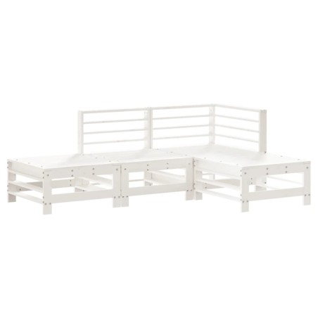 Set Salotto da Giardino 4 pz Bianco in Legno Massello di Pino