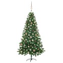 Albero di Natale Preilluminato con Palline Verde 150 cm