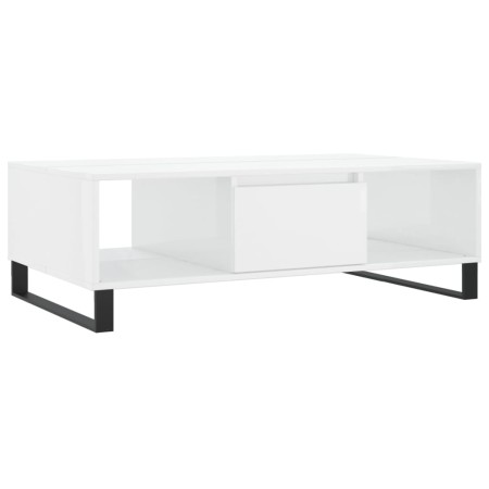 Tavolino da Salotto Bianco Lucido 104x60x35cm Legno Multistrato