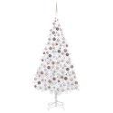 Albero di Natale Preilluminato con Palline Bianco 210 cm PVC