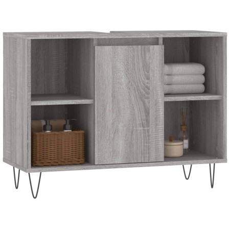 Mobile da Bagno Grigio Sonoma 80x33x60 cm in Legno Multistrato