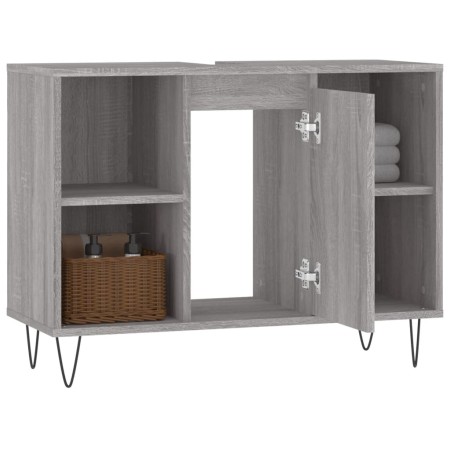 Mobile da Bagno Grigio Sonoma 80x33x60 cm in Legno Multistrato