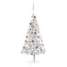 Albero di Natale Preilluminato con Palline Argento 150 cm PET