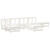 Set Salotto da Giardino 7 pz Bianco in Legno Massello di Pino