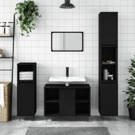 Mobile da Bagno Nero 80x33x60 cm in Legno Multistrato