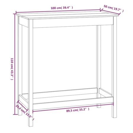 Tavolo da Bar 100x50x110 cm in Legno Massello di Pino