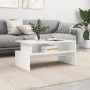 Tavolino Salotto Bianco Lucido 90x55x42,5 cm Legno Multistrato