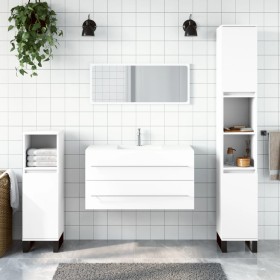 Mobile da Bagno con Specchio Bianco in Legno Multistrato