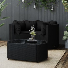 Set Divani da Giardino 4 pz con Cuscini Nero in Polyrattan