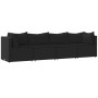 Set Divani da Giardino 4 pz con Cuscini Nero in Polyrattan