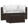 Set Mobili da Giardino 3 pz con Cuscini in Polyrattan Marrone