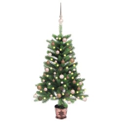 Albero di Natale Preilluminato con Palline Verde 65 cm