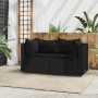 Divani Angolari da Giardino con Cuscini 2pz in Polyrattan Nero