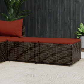 Poggiapiedi da Giardino con Cuscini 2 pz in Polyrattan Marrone