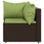 Set Mobili da Giardino 3 pz con Cuscini in Polyrattan Marrone