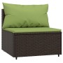 Set Mobili da Giardino 3 pz con Cuscini in Polyrattan Marrone