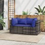 Divani Angolari da Giardino con Cuscini 2pz Polyrattan Grigio