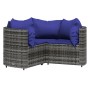 Set Divani da Giardino 4 pz con Cuscini in Polyrattan Grigio