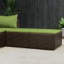 Poggiapiedi da Giardino con Cuscini 2 pz in Polyrattan Marrone