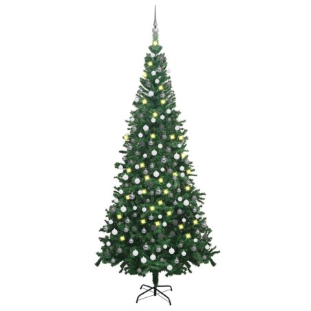 Albero di Natale Preilluminato con Palline 240 cm Verde