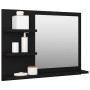 Specchio da Bagno Nero 60x10,5x45 cm in Legno Multistrato