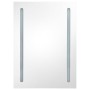 Armadietto Bagno con Specchio e LED Grigio Cemento 50x13x70 cm