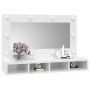 Mobile a Specchio con LED Bianco Lucido 90x31,5x62 cm