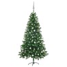 Albero di Natale Preilluminato con Palline Verde 150 cm