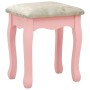 Tavolo da Trucco con Sgabello e Specchio Pieghevole in 3 Rosa