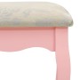 Tavolo da Trucco con Sgabello e Specchio Pieghevole in 3 Rosa