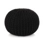 Pouf Lavorato a Maglia in Cotone 50x35 cm Nero