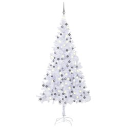 Albero di Natale Artificiale Preiluminato Palline 240 cm Bianco