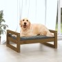 Cuccia per Cani Miele 75,5x55,5x28cm in Legno Massello di Pino