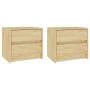 Comodini 2 pz 40x30,5x35,5 cm in Legno Massello di Pino