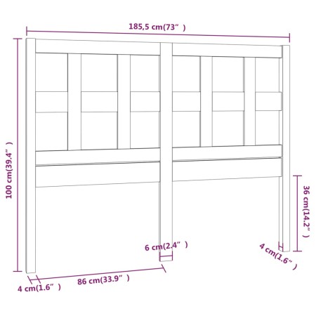 Testiera per Letto Miele 185,5x4x100 cm Legno Massello di Pino