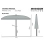 Madison Ombrellone Patmos Luxe Rettangolare 210x140 cm Grigio Talpa