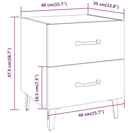 Comodini 2 pz Neri 40x35x47,5 cm