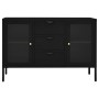 Credenza Nera 105x35x70 cm in Acciaio e Vetro Temperato