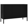 Credenza Nera 105x35x70 cm in Acciaio e Vetro Temperato