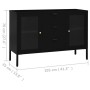 Credenza Nera 105x35x70 cm in Acciaio e Vetro Temperato