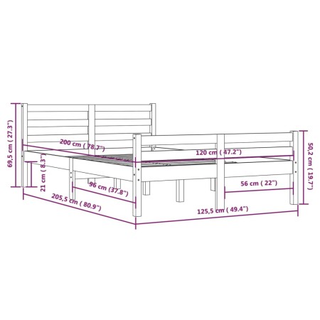 Giroletto Bianco in Legno Massello 120x200 cm