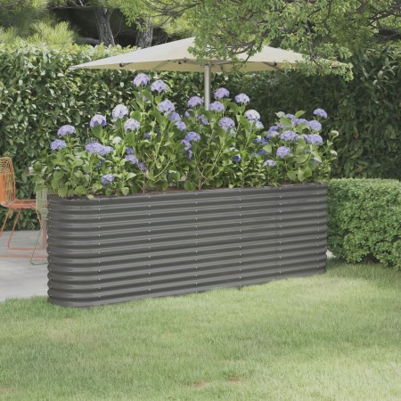 Letto Giardino Acciaio Verniciato a Polvere 224x40x68 cm Grigio