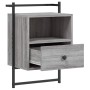 Comodino a Muro Grigio Sonoma 40x30x61 cm Legno Multistrato