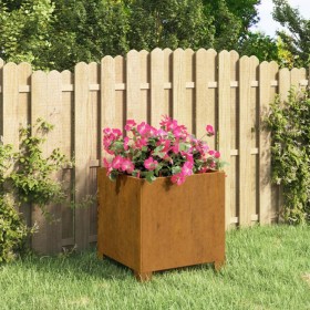 Fioriera con Gambe Ruggine 32x30x33 cm Acciaio Corten