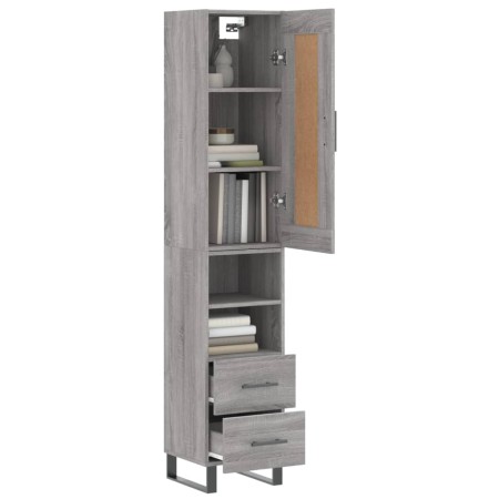 Credenza Grigio Sonoma 34,5x34x180 cm in Legno Multistrato